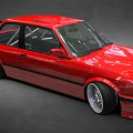 Red Classic BMW Car With Sleek Modified Exterior And Alloy Wheels 3d model