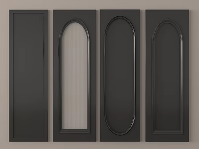 Variety Of Black Door Panel Styles With Arch Glass And Solid Designs 3d model