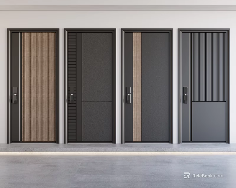 Modern Security Doors With Diverse Panel Designs 3d model