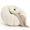 Pumpkin Shaped Light Gray Fabric Leisure Chair With Round Cushions And Soft Knitted Blanket