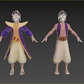 Man 3D Character With Purple Yellow Robe And Purple Vest White Pants Design