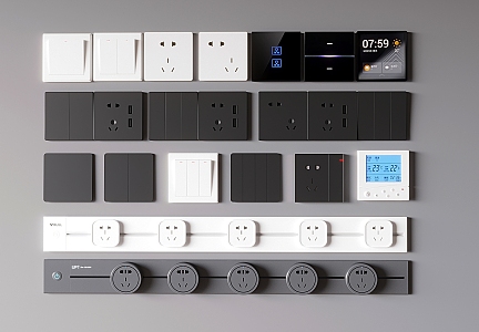 Switch socket combination movable rail socket intelligent switch panel function panel 3d model