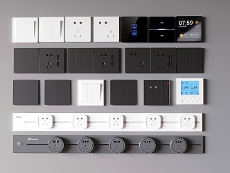 Switch socket combination movable rail socket intelligent switch panel function panel 3d model