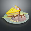 Adorable Animal Shaped Desserts With Yellow Cake Banana Slices And Chocolate Sauce On Plate