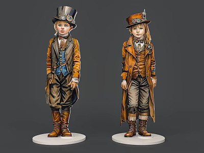 English Style Punk Junior Cartoon Characters Cartoon Characters Cartoon Characters Handheld Silhouette Junior Youth 3d model