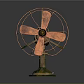 Vintage Electric Fan With Copper Blades And Metal Tabletop Base