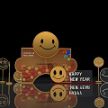 Smiley Face Themed Photo Check In Spot With Happy New Year Decorations And Reflective Icons