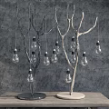 Branch Shaped Table Lamp With Multiple Hanging Light Bulbs On Wooden Tabletop 3d model