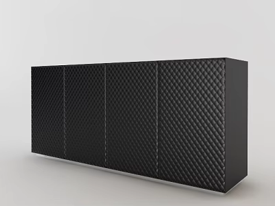 Black Quilted Texture TV Stand With Modern Metal Base And Sleek Design 3d model