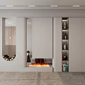 Elegant Modern Room Divider with Fireplace Bookshelf and Decorative Elements 3d model