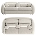 Modern Beige Two Seater Sofa With Comfortable Armrests And Soft Cushions 3d model