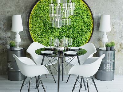 Modern Dining Table and Chair Combination model