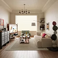 Cozy Living Room Interior With Beige Sofa Coffee Table Floor Lamp And Window Blinds
