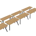 Modern Rectangular Dining Tables With Wooden Tabletop And Black Metal Legs 3d model