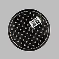 Round Black White Polka Dot Rug With Open Photo Album Smartphone And Small Plant