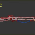 Futuristic Metallic Weapon With Red Accents Scope And Reflective Surface Design 3d model