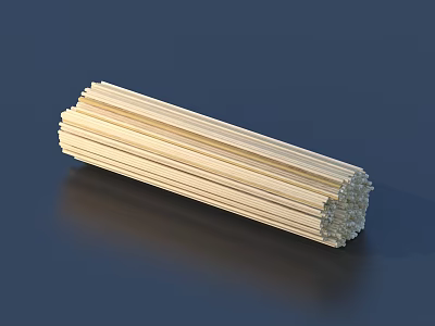 Light Yellow Chopsticks Tableware Set Neatly Stacked on Dark Blue Background 3d model