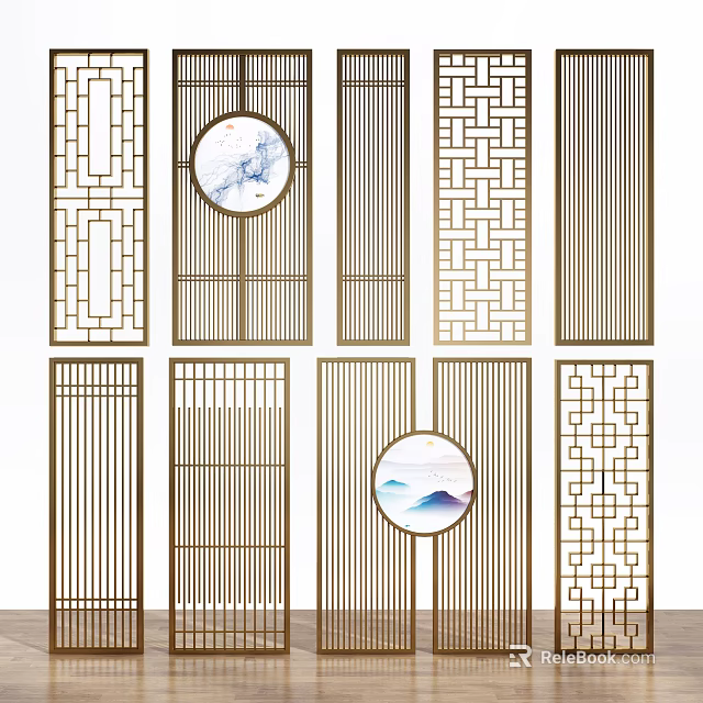 Room Dividers With Modern And Traditional Geometric Circular Design Patterns 3d model