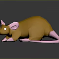 Game Movie Character Orange 3D Mouse with Pink Ears Pink Tail and White Eyes
