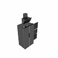 Modern Black Kitchen Appliances Featuring Refrigerator Microwave Oven And Glass Doors