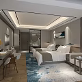 Hotel Guest Room Interior With Comfortable Bed Nightstand Decorative Paintings And Modern Lighting