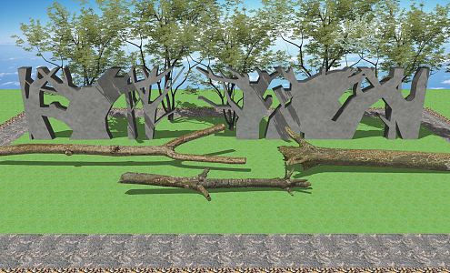 modern trunk rotten wood rotting tree root stake 3d model