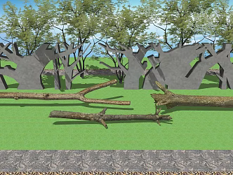 modern trunk rotten wood rotting tree root stake 3d model