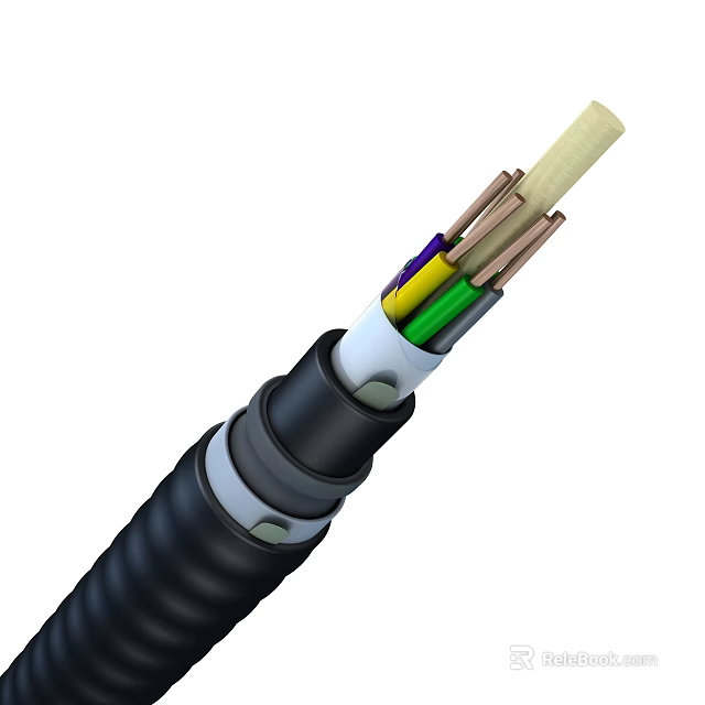 Industrial Power Cable Featuring Multi Colored Cores And Protective Outer Sheath 3d model 