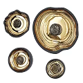 Modern Gold And Black Wall Lamps With Wave Design And Metal Finish Set Of Four