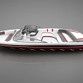 White and Red Speedboat Design Featuring Cockpit and Comfortable Seats