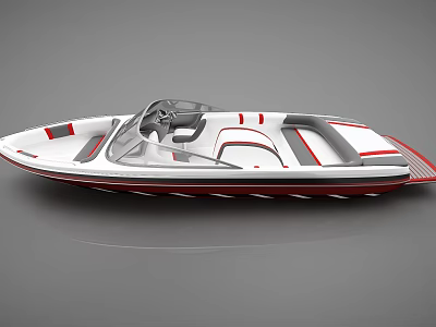 White and Red Speedboat Design Featuring Cockpit and Comfortable Seats 3d model