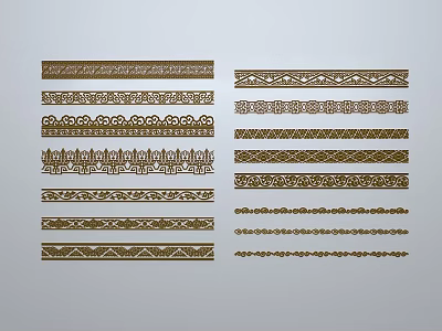 European-style window grilles silhouette pane window sill border openwork window 3d model