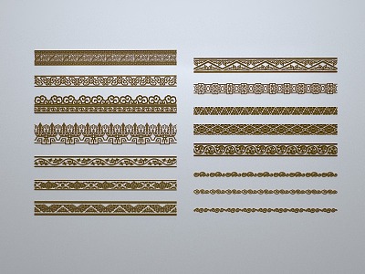 European-style window grilles silhouette pane window sill border openwork window 3d model