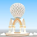 Inflatable Structure With Spherical Top Intricate Patterns Arched Doorway Columns And Cloud Decorations