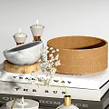 Elegant Decorative Ornament Set With Globe Open Books Eyeglasses And Tray