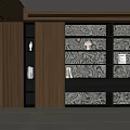 Elegant Modern Wooden Sideboard With Open Shelves And Decorative Textured Panels