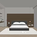 Modern Bedroom Interior Design With Wooden Headboard Wall Desk Wardrobe And Rug
