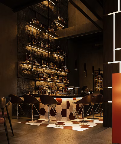 Modern Bar Dark Department Music Bar Clear Bar 3d model