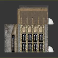 Gothic Style Architectural Building Model With Stone Exterior Stained Glass Windows And Roof Hole