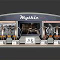 Mythic Premium Headphones Showcase On Modern Display Stand With Exhibition Setup