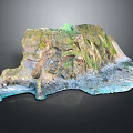 Realistic Garden Landscape Model With Natural Terrain Green Vegetation And Rock Formations