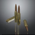 Brass Bullets Displayed On Black Reflective Surface In Standing And Lying Positions