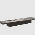 Modern Gray Reception Desk With Wavy Wooden Texture And Smooth Surface Design 3d model