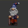 Christmas Gnome Figure With Blue Red Hat White Beard Holding Candy Cane And Gift Box