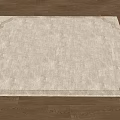Square Beige Rug With Ornate Border On Wooden Floor And Sunlight Shadows