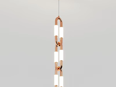 Modern Copper Link Chain Chandelier With White Lampshades For Stylish Interior Decor 3d model