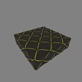 Dark Gray Woven Stool Cushion With Yellow Stitching And Grid Pattern Design
