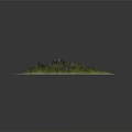 Garden Landscape 3D Model with Green Vegetation and Brown Mountain Terrain on White Paper
