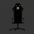 Black And Green Gaming Chair With Mesh Design Logo On Backrest Black Base And Wheels