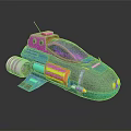 Futuristic Colorful Spaceship Model With Vibrant Pink Blue Purple And Orange Details